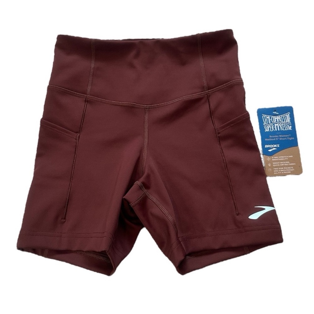 BROOKS Running Method Shorts Size XS NWT Run Raisin 5” Inseam Pockets